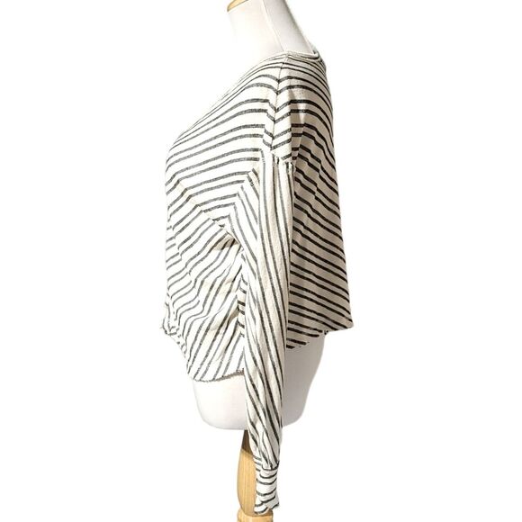 By Together Collection Blouse Small Women Off-the-Shoulder Top Gray Striped - Picture 2 of 9